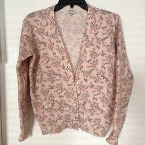 Anthropologie Bartolini Floral Cardigan - Made in Italy Mohair Alpaca Blend